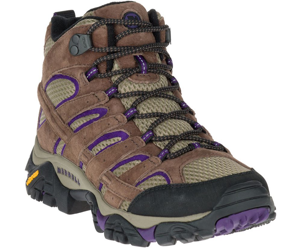 Merrell Boots Brown - Moab 2 Mid Ventilator Wide Width - Womens 93ERUCADK